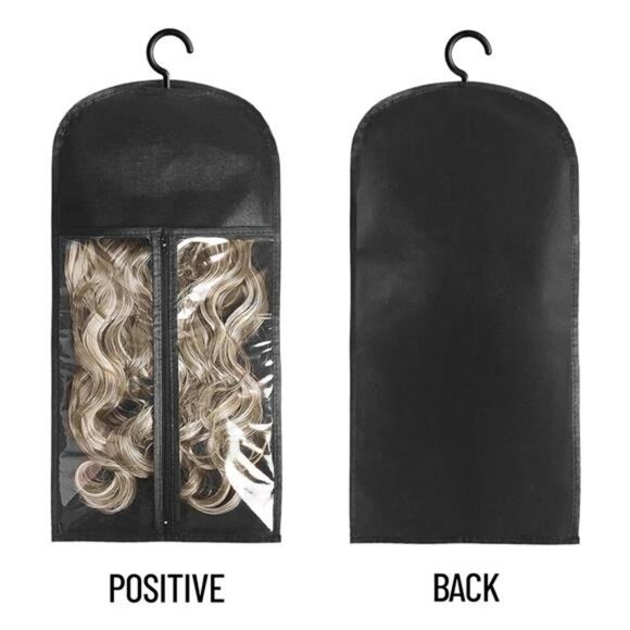 Hair Extension Wig Storage Bags with Hanger Set of 3 Dust Proof Closet Organizer - Picture 3 of 7